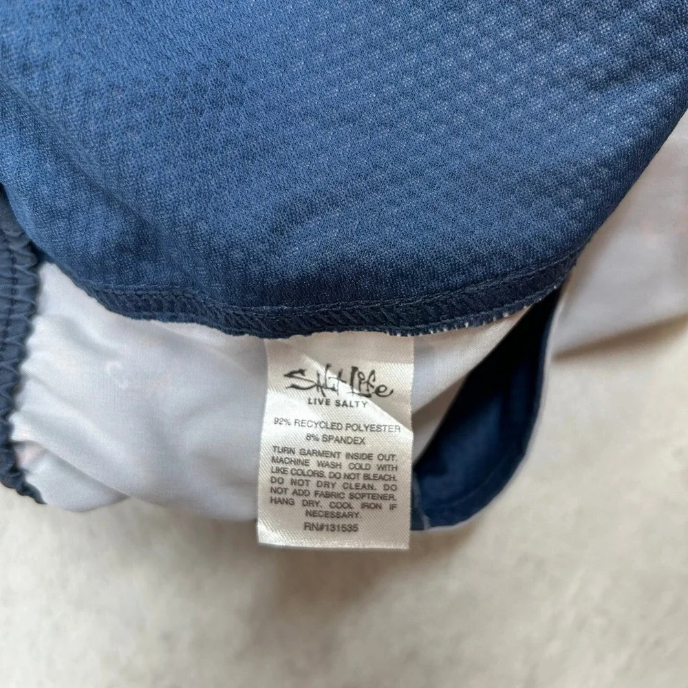 Salt‎ Life Get Crabby Performance Walk Shorts Mens 34 Navy Blue Drawstring NEW